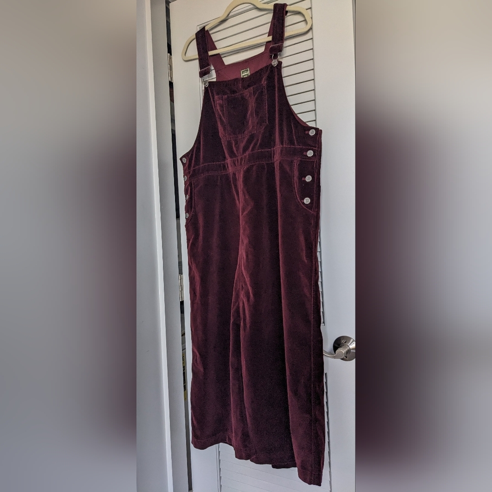 100% Cotton Red Velvet Eddie Bauer Overall Midi Dress